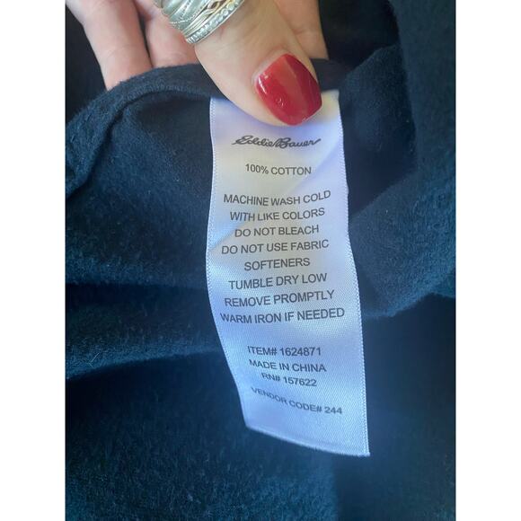 Eddie Bauer Button Front Long Sleeve Mens M chamois Dark Blue Flannel Shirt - Picture 8 of 8